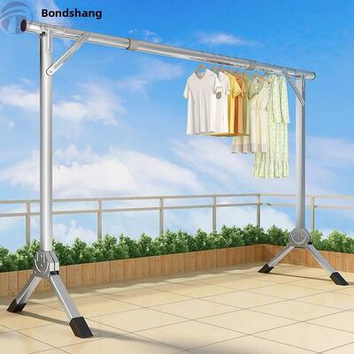 不锈钢晾衣架落地折叠卧室内家用挂架阳台室外伸缩杆式晒被子神器