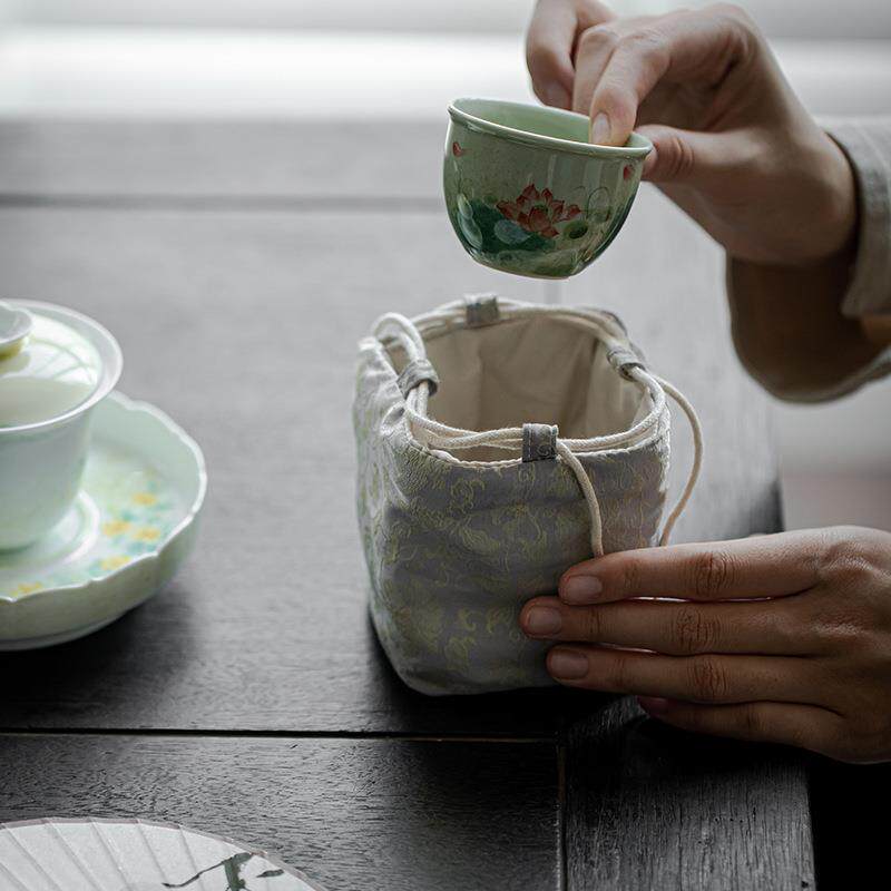手工布袋子茶杯袋品茗杯袋主人杯收纳袋束口抽绳茶杯袋子
