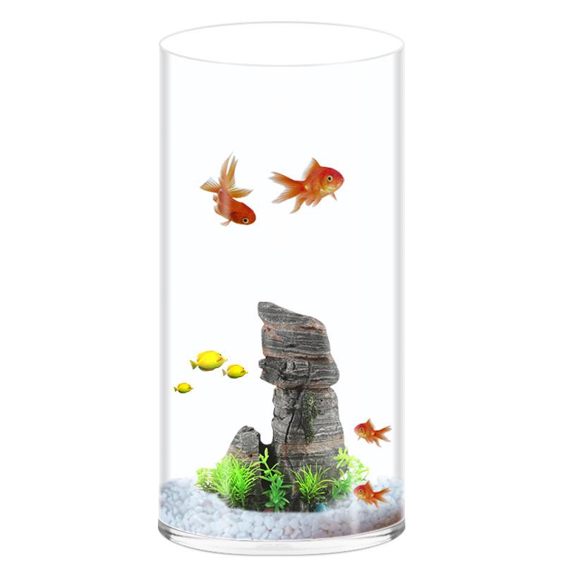 鱼缸立式中小型白超圆柱形金鱼缸玻璃客厅水族箱落地家用