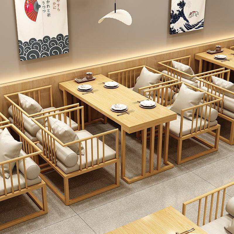 新中式国潮卡座沙发餐厅茶楼烧烤火锅店洽谈休闲铁艺咖啡桌椅组合
