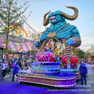 游乐园花车巡游 景区暖场道具万圣节巡游彩车 蝶恋花电动花车厂家