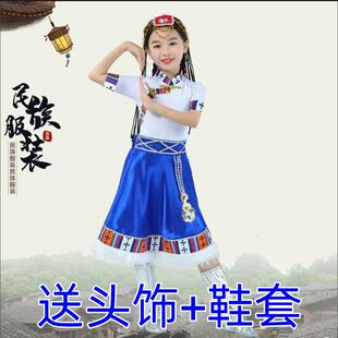 正品儿童藏族古服装男女童藏袍水蒙舞台演出服幼儿袖园少民数族表
