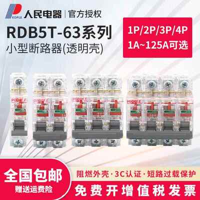 透明壳空气开关1p2p3p4p小型断路器220v380v人民电器RDB5T-6032A