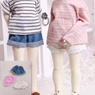 日常百搭6分牛仔裤 BJD.YOSD娃短裤 包邮 ob24可穿 白 粉 蓝