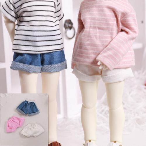 【包邮】BJD.YOSD娃短裤日常百搭6分牛仔裤蓝 白 粉 ob24可穿