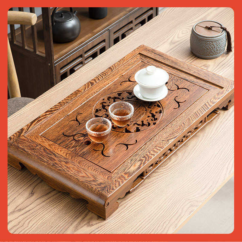 β鸡翅木茶盘实木家用储水抽屉式茶台大号茶海简约红木功夫茶具