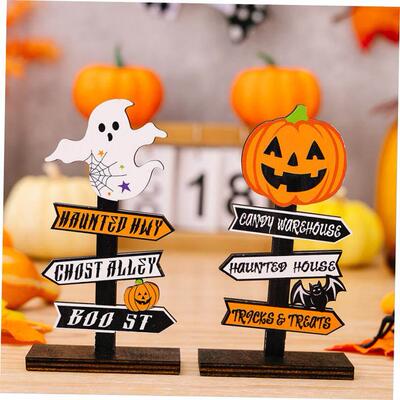 Halloween wooden decoration spring skull tabletop decoration