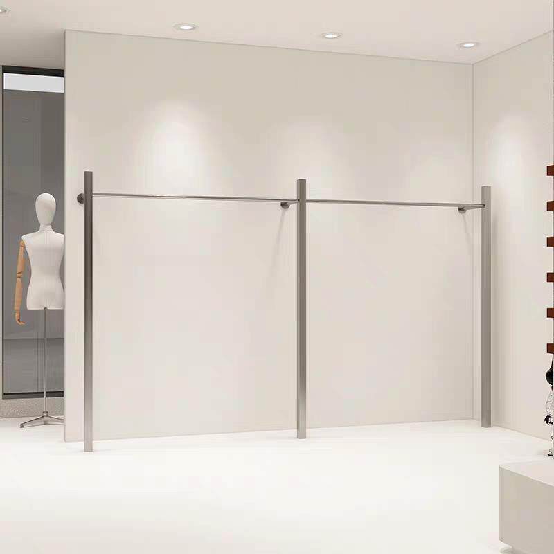 服装店展示架简易男女装店专用上墙侧挂挂衣杆不锈钢拉丝陈列道具
