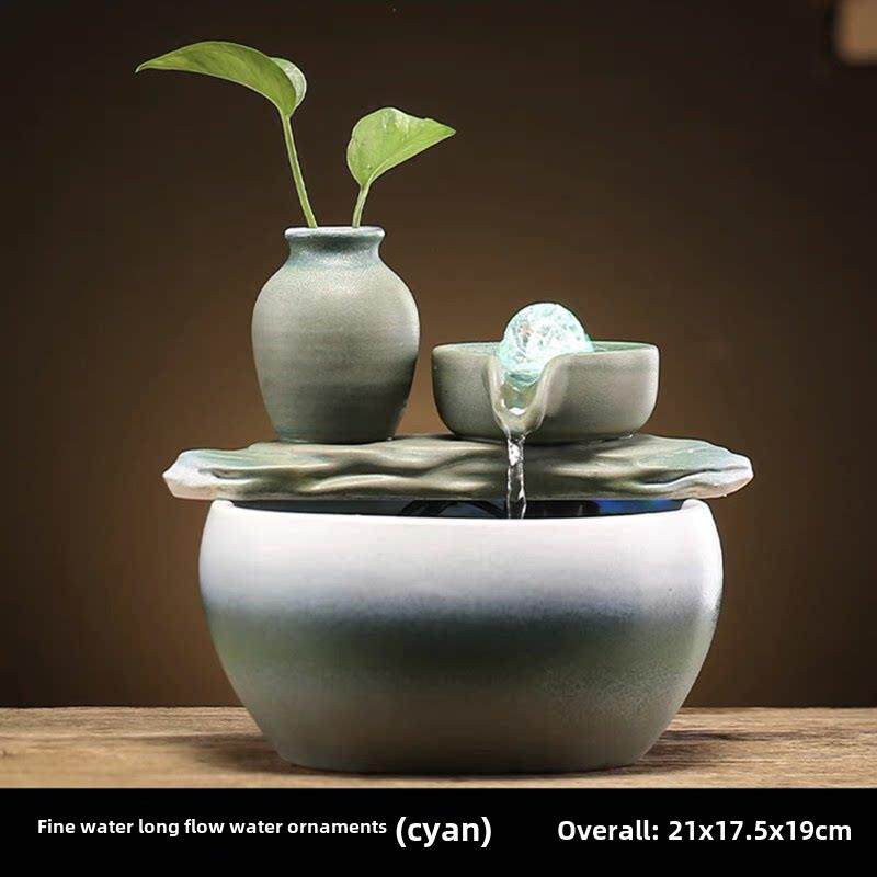 WSB鱼水摆件花缸开箱礼品招财办环公室客厅禅意装饰循流水迁移礼