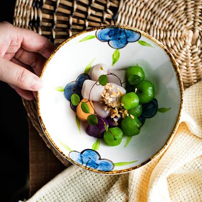 陶瓷小碗甜品碗高级感陶瓷碗釉下彩冰粉碗豆花碗早餐碗好看的餐具