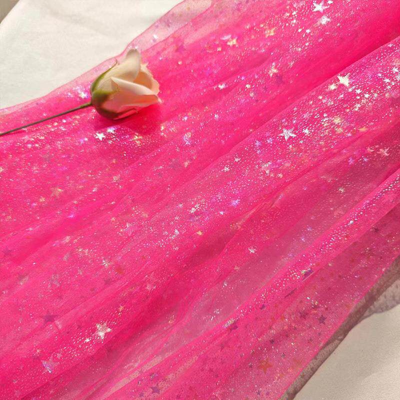 幻彩星星点点网纱面料衣裙婚纱亮片网布柔软婚庆礼服服饰辅料