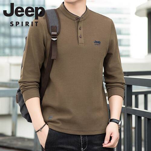 JEEP SPIRIT圆领带扣时尚卫衣男款春秋新款宽松长袖宽松大码上衣