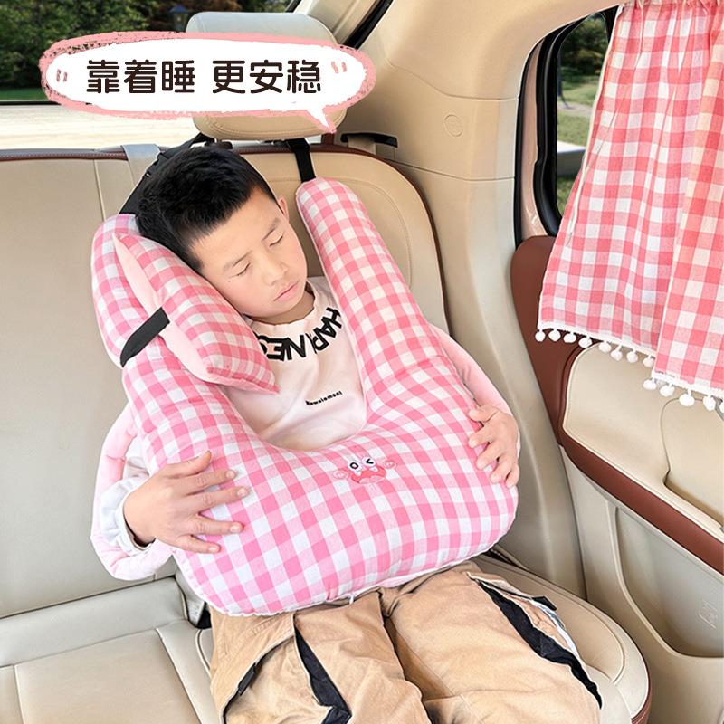 新款直销儿童车载头枕护颈枕卡通车用睡觉神器颈枕靠枕双面可用汽