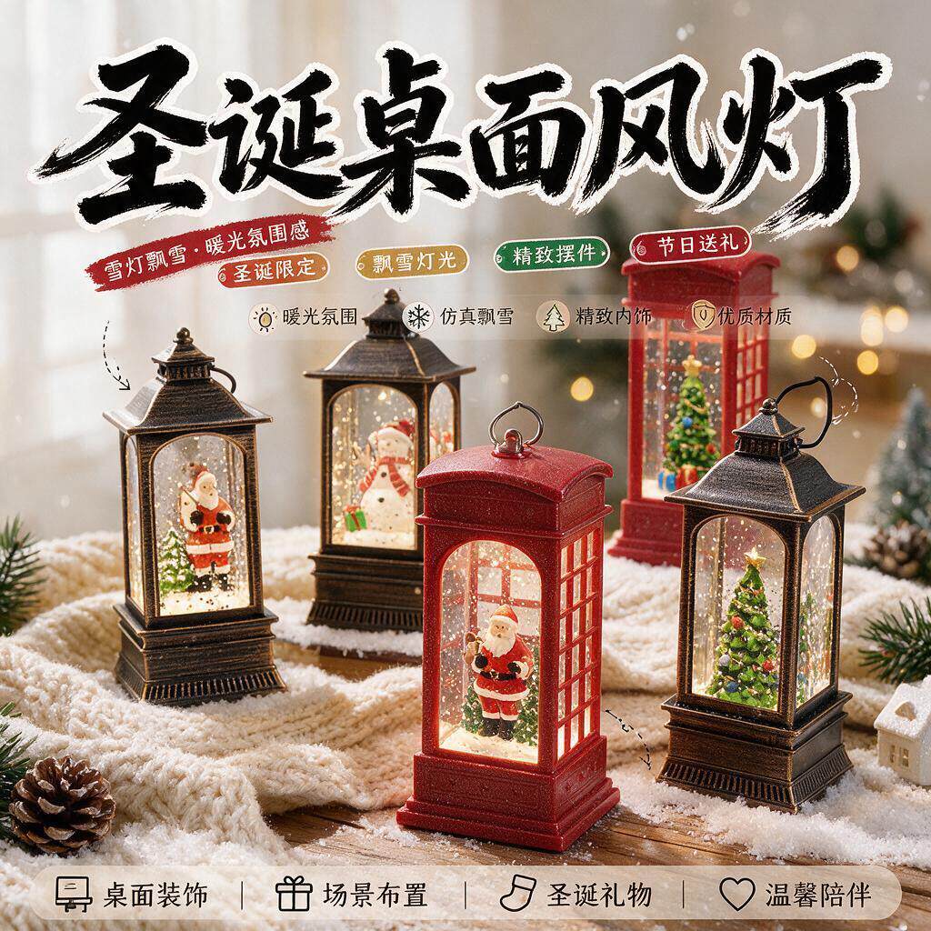 圣诞节摆件装饰品老人树桌面场景布置雪人拍照道具氛围小夜灯礼物