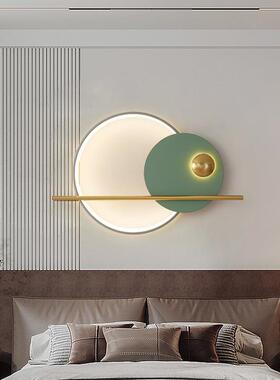 客楼厅沙发背景墙饰灯网装红主卧床壁灯北头欧轻奢创意梯过486道