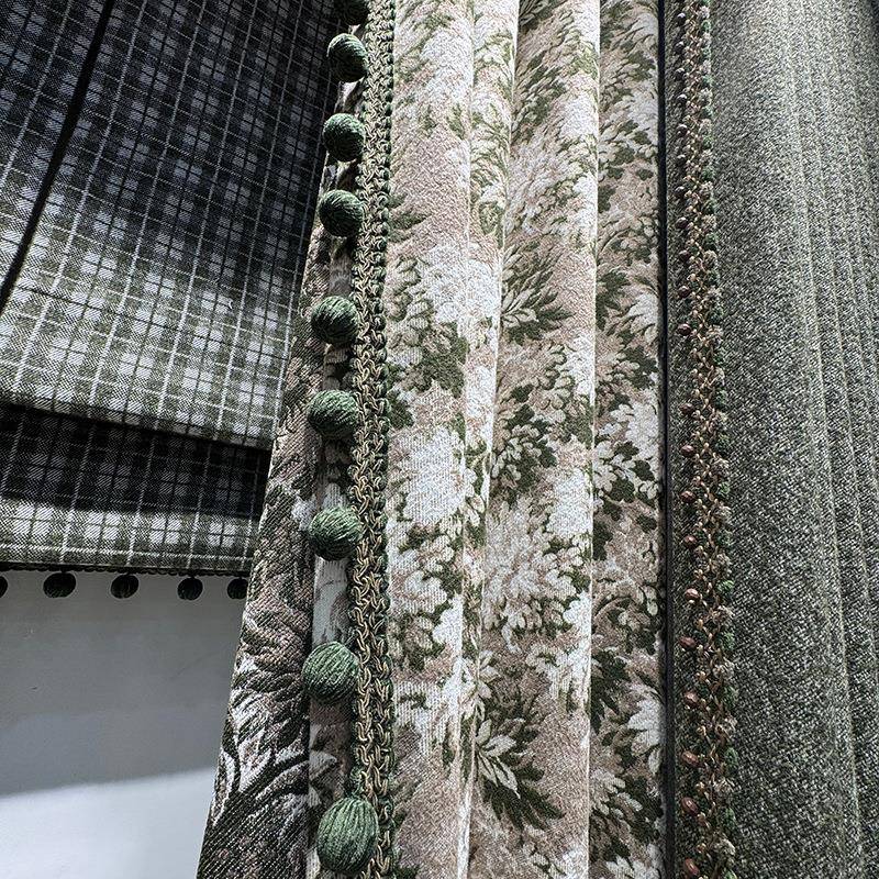 整法式油画提花窗帘卧室客厅飘窗遮QPG光成品窗帘布中古风服装面