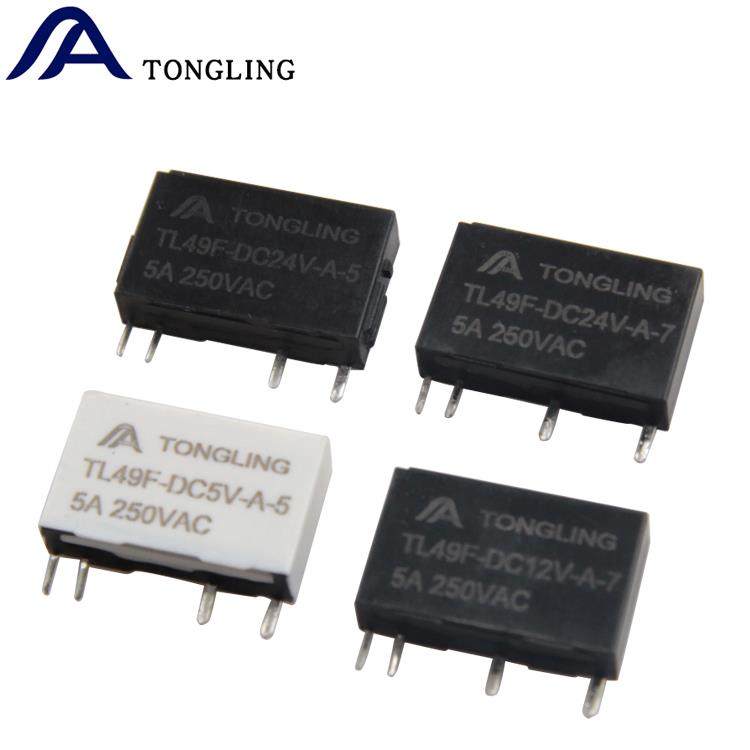 通灵厂家正品49f继电器5V 12V 4脚 5A 超薄 24V小型继电器