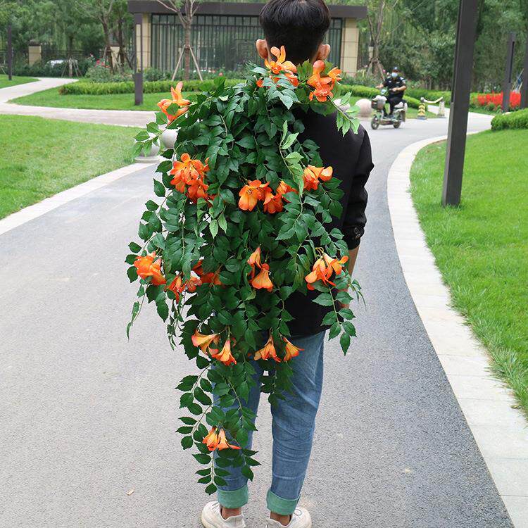 9叉大凌霄叶壁挂 仿真 居家软装壁挂 装饰假花