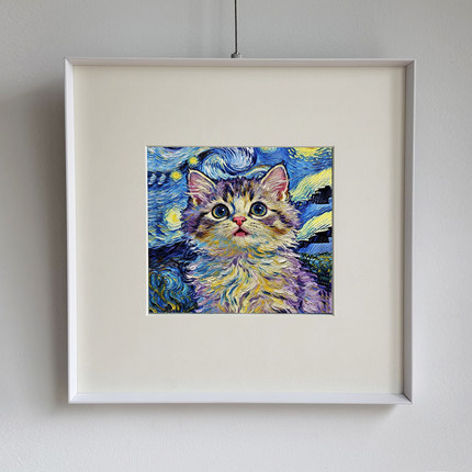 《可爱的小猫》有趣的墙面装饰适合大白墙的装饰画客厅2026新款画