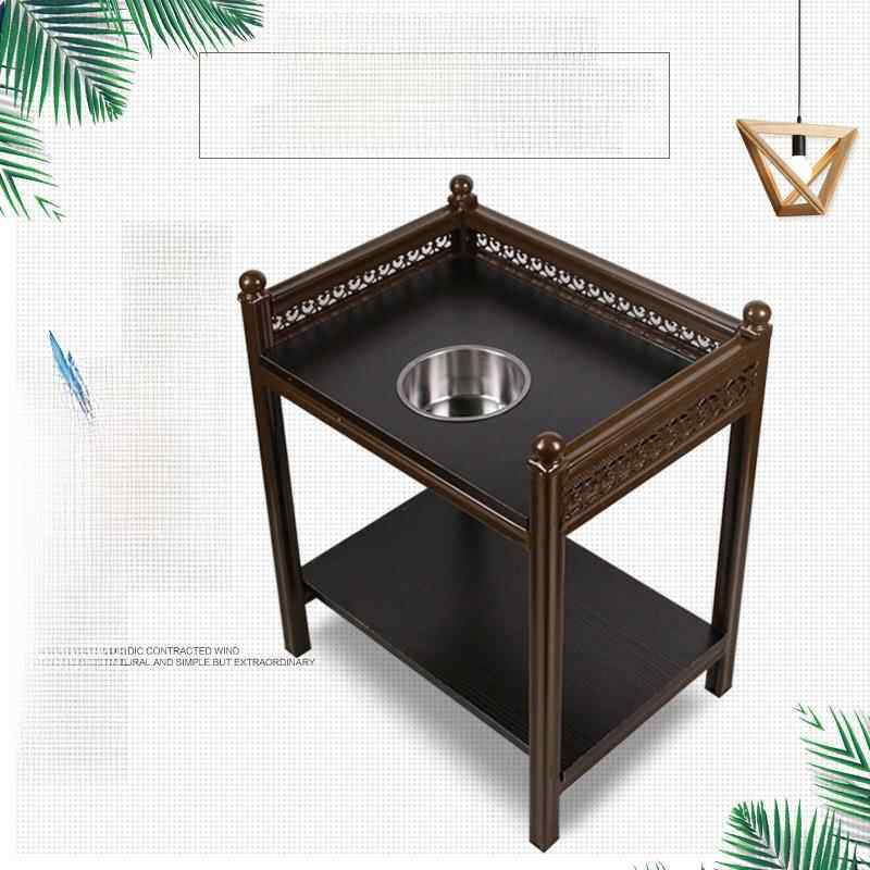 高档钢架麻将机桌咖啡桌烟灰缸棋牌室木角桌茶室茶桌茶架茶几
