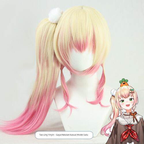 【自由人】hololive vtuber的桃铃音音cos假发e五期生渐变长卷发