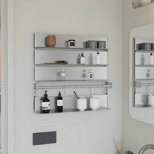 书格有物浴室不锈钢隔板置物架化妆室墙上壁挂陈列架洗漱台收纳架