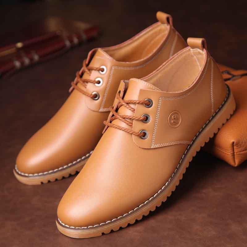 正品023新款春男士休闲皮鞋真皮商务牛筋季底青年圆头百搭男潮2鞋