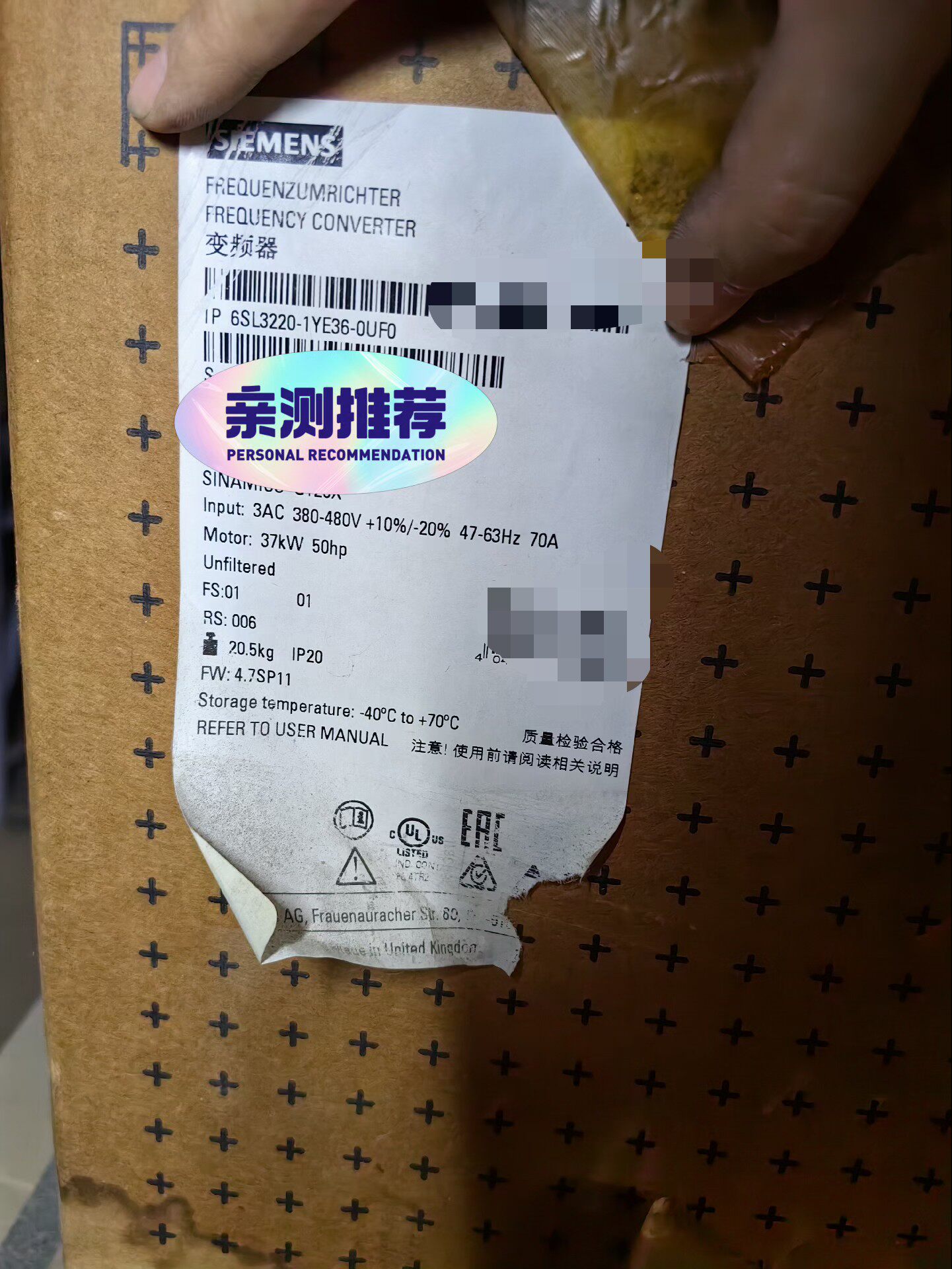 西门子6SL3220-1YE360UF0全新原装正品议价