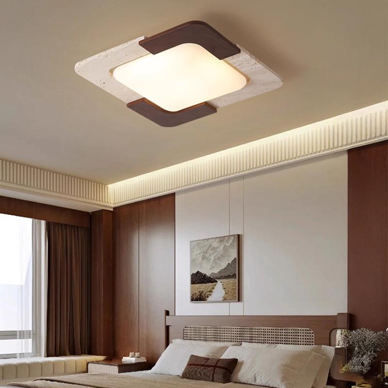 艺术设计师卧室灯LED全光谱护眼黄洞石诧寂风书房吸顶灯2025新款