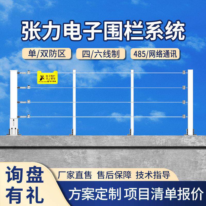 张力电子围栏周界报警系统围墙防盗四六线双防区主机器控制杆