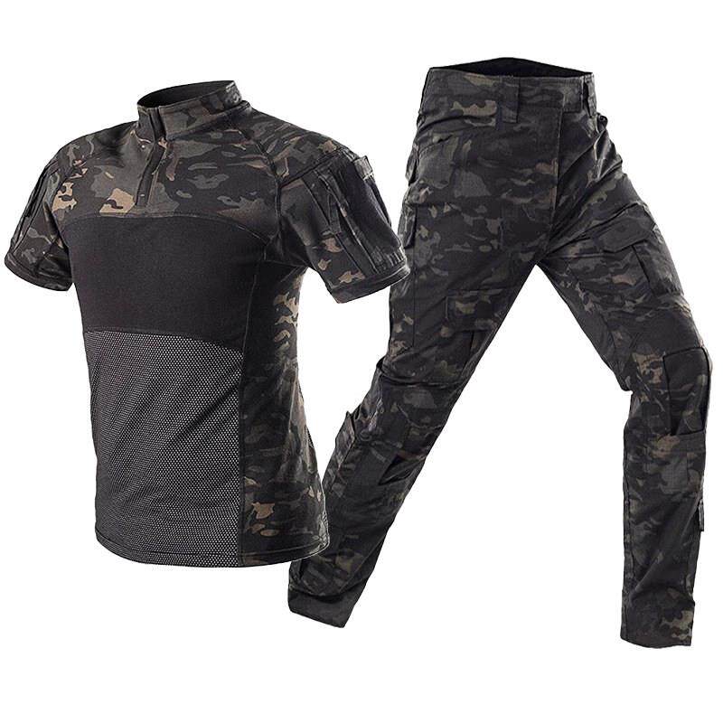 新款纯棉夏季青蛙迷彩服短袖套装男女军迷户外教官CS野战 训练服