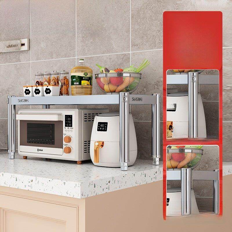 加粗加厚304不锈钢置物架微波炉烤箱厨房放锅台面收纳架储物架子,厨房/烹饪用具,微波炉置物架,淘宝优惠券,粉丝福利购,淘宝优惠卷