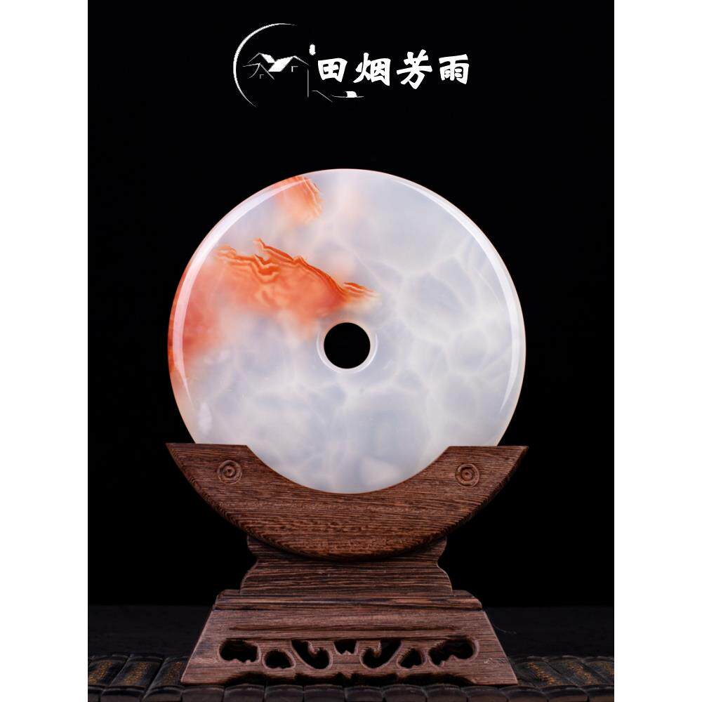 平安扣摆件玉扣天然玉石入户玄关客厅装饰品玉璧玉盘乔迁新居礼品