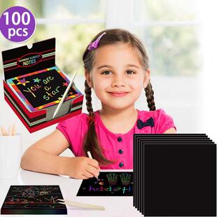 Paper Rainbow With Cards Pad Notes Mini Scratch 10pcs 100