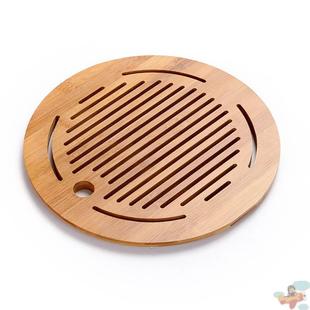 日式陶瓷干泡茶盘配件天然竹制面板简约茶盘茶台单面板圆形隔热板