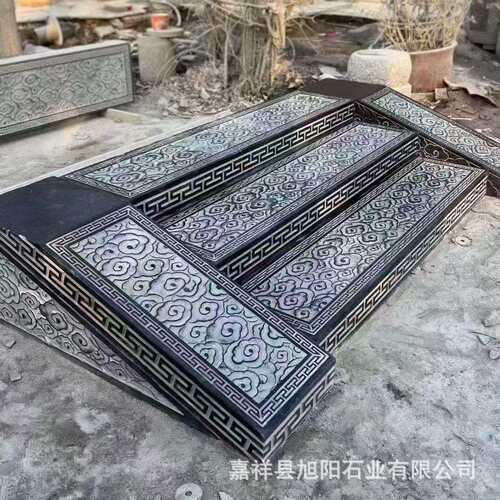 现货别墅庭院台阶踏步石 青石仿古錾道登步阶梯 楼梯造型设计安装