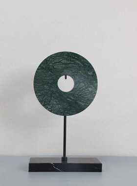 新中式大理石平安如意扣装饰摆件客厅书房酒店样板间软装家居饰品