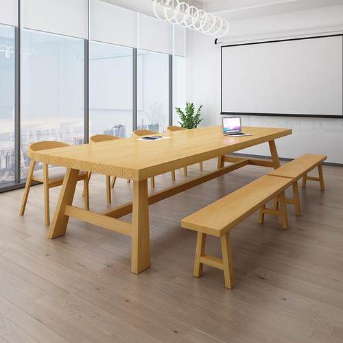 实木大型会议桌长桌简约现代洽谈办公桌椅组合长方形长条桌工作台