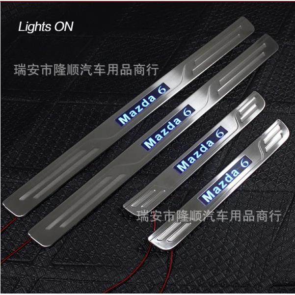 外贸适用09-12款MAZDA6睿翼LED迎宾踏板马自达6带灯门槛条