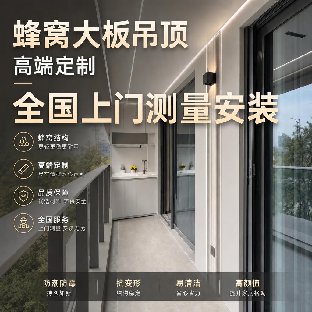 蜂窝大板铝材板集成吊顶厨房卫生间阳台客厅办公室天花板上门安装