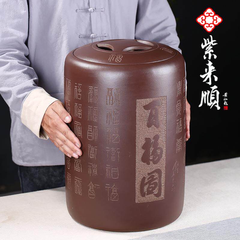 紫来顺厂家茶叶罐大号20斤装存茶罐全手工跳刀刻绘茶罐子4387