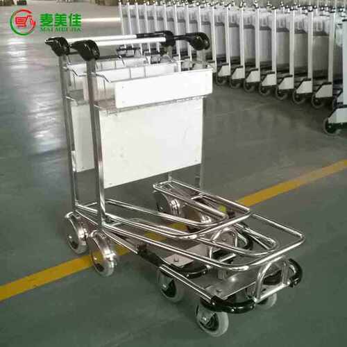 MJ-AAT06 供应不锈钢机场车 不锈钢双层手推车 国外行李手推车