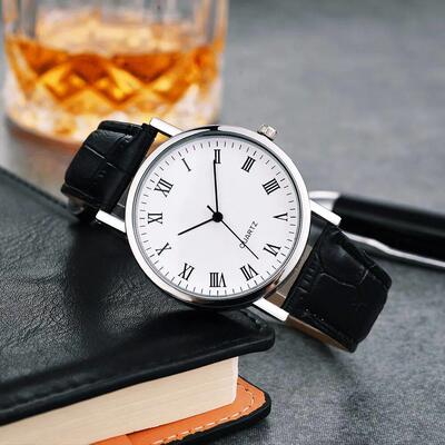 Men Watches Leather Strap Quartz Wristwatch Men Male Student