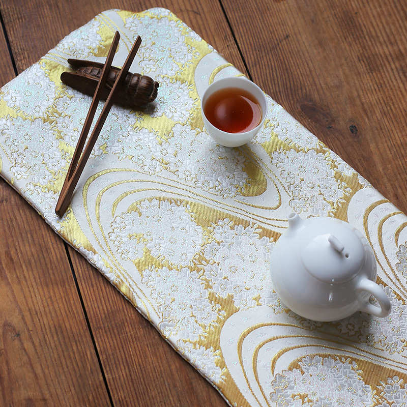 50*23热销23色和风织锦干泡茶席覆古禅意桌旗宫廷锻茶餐桌旗布垫