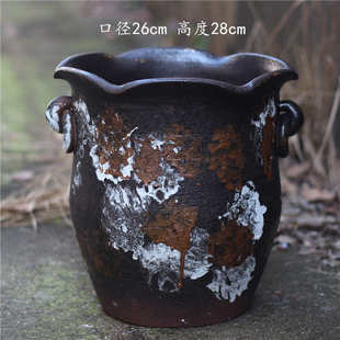 多多植物圆盆老庄肉陶罐粗花盆陶瓷陶盆手工花卉大口群生肉盆紫砂