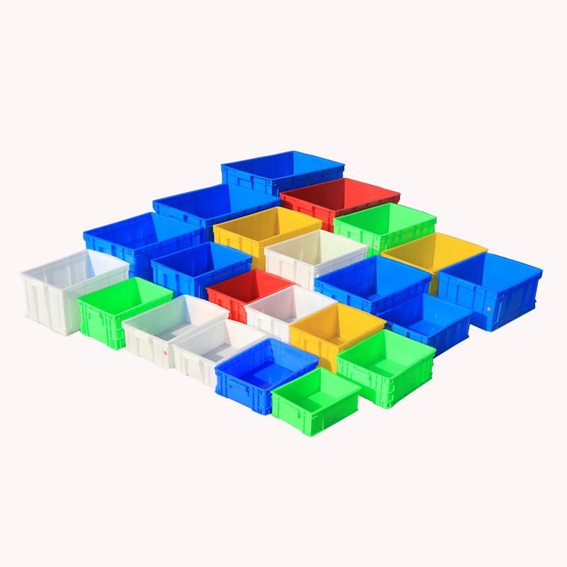 厂家直销周转箱塑料箱加厚物流箱货架盒带盖塑胶箱蓝色物料盒大号