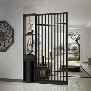 实木镂空装栅实木花格客厅入户05玄关栏遮挡饰置物架座屏风柜屏子