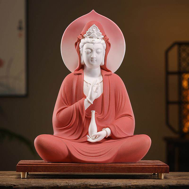 德化陶瓷观音菩萨摆件自在观世音佛像供奉南海观音家居客厅装饰品