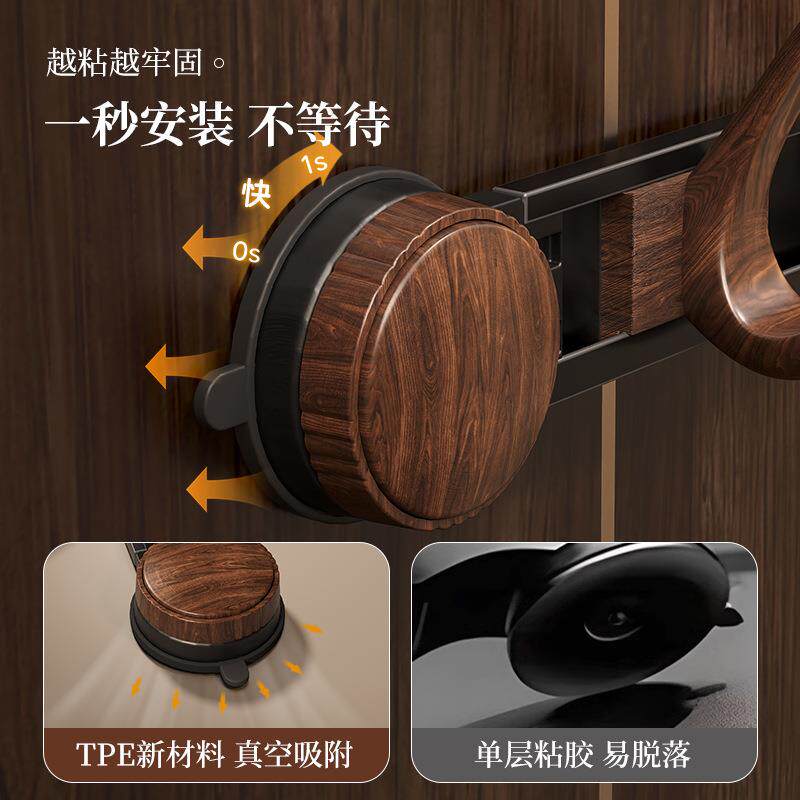 关玄入户门打孔胡架桃木粘钩古风门钩后挂衣10275698壁挂式吸盘挂