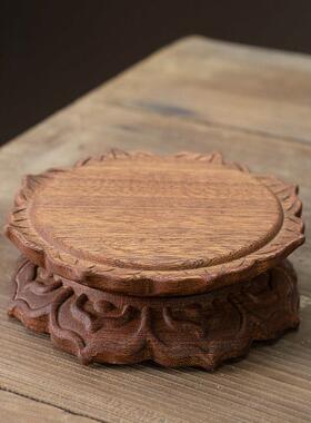 佛像底座实木雕刻制加高供奉观音财神关公摆件架莲花座台家用供佛